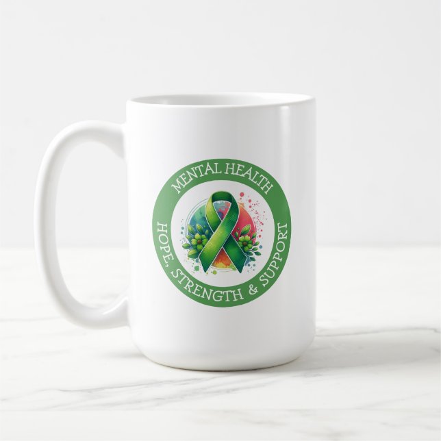 Mental Health Awareness - Support Strength Support Coffee Mug (Left)