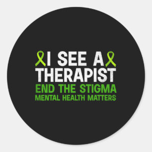 Mental Health Awareness Therapist End The Stigma M Classic Round Sticker