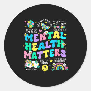 Mental health awareness therapy human brain classic round sticker