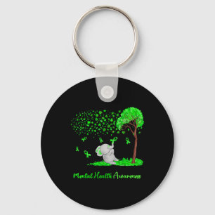 Mental Health Awareness Tree Elephant Ribbon Key Ring