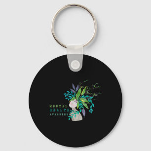 Mental Health Awareness Tree Green Ribbon Mens Wom Key Ring