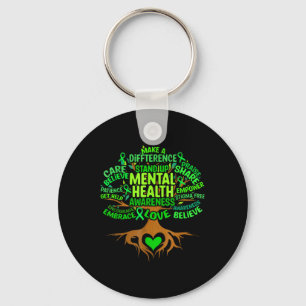 Mental Health Awareness Tree Mens Womens Grreen Ri Key Ring
