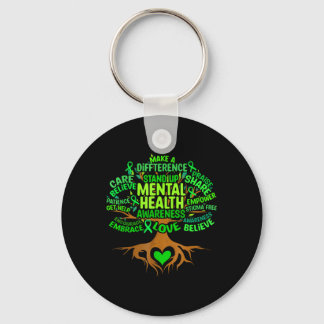 Mental Health Awareness Tree Mens Womens Grreen Ri Key Ring