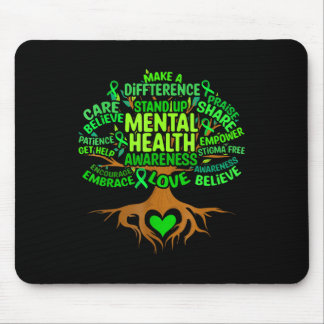 Mental Health Awareness Tree Mens Womens Grreen Ri Mouse Mat