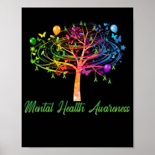 Mental Health Awareness Tree Ribbon Poster