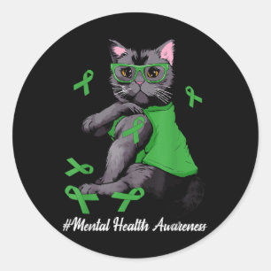 Mental Health Awareness Warriors Black Cat & G Classic Round Sticker
