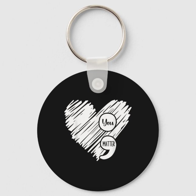 Mental Health Awareness Week Semicolon Suicide Pre Key Ring (Front)