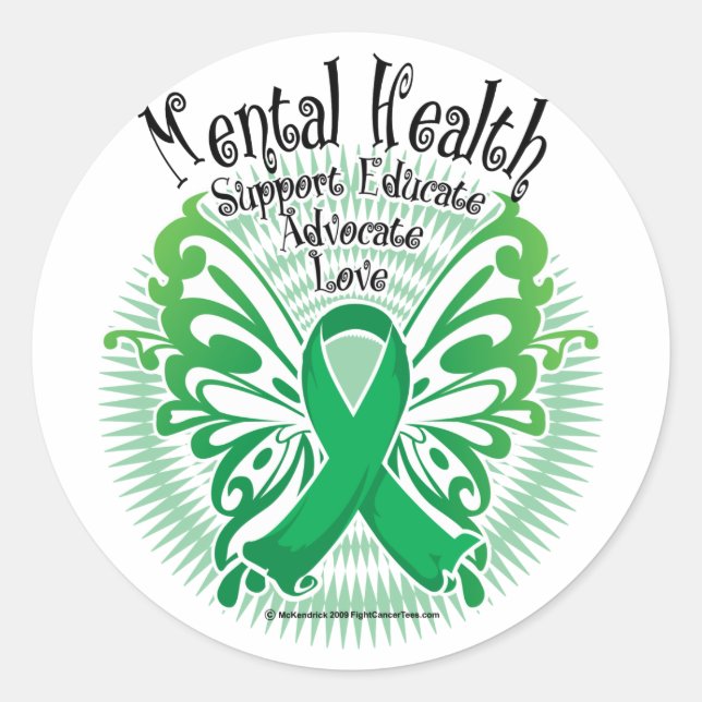 Mental Health Butterfly 3 Classic Round Sticker (Front)