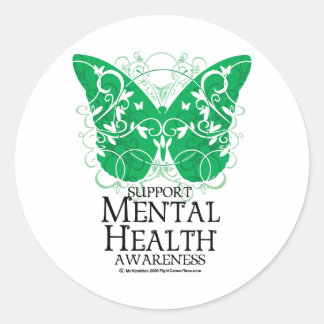 Mental Health Butterfly Classic Round Sticker