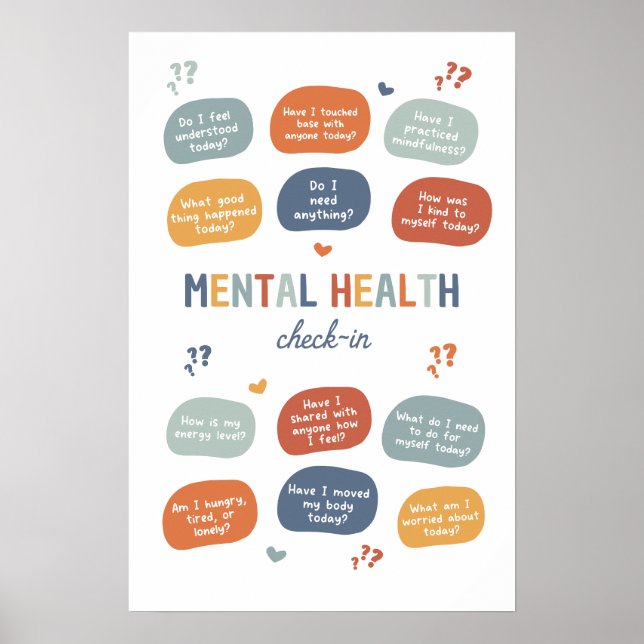 Mental Health Check-In BoHo Classroom Poster (Front)