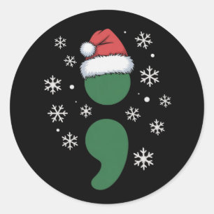 Mental Health Christmas Depression Awareness Xmas Classic Round Sticker
