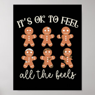 Mental Health Christmas It's Ok To Feel All The Fe Poster
