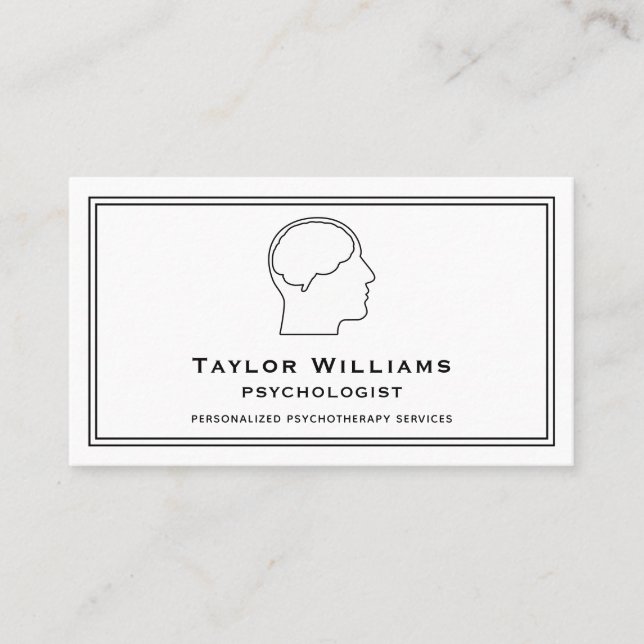 Mental Health Clinical Psychologist Black White Business Card (Front)
