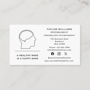 Mental Health Clinical Psychologist Social Media Business Card