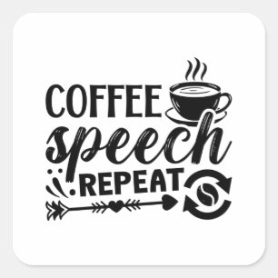 Mental Health Coffee Speech Repeat Anxiety Anxie Square Sticker