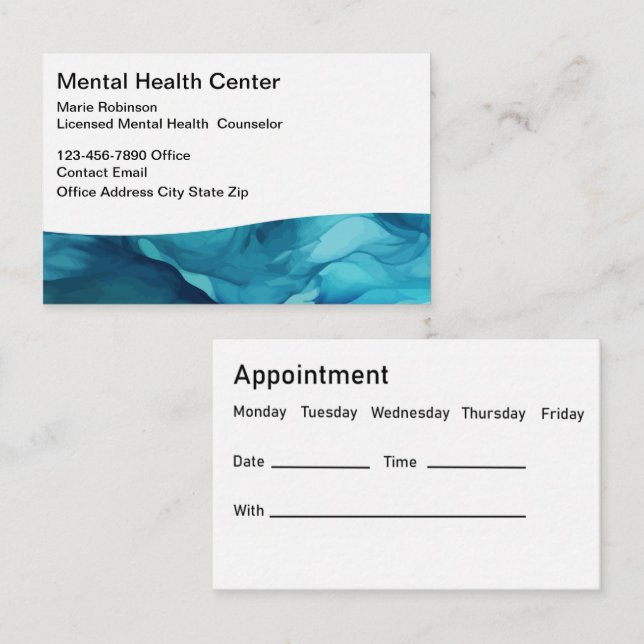Mental Health Counsellor Appointment Cards (Front/Back)