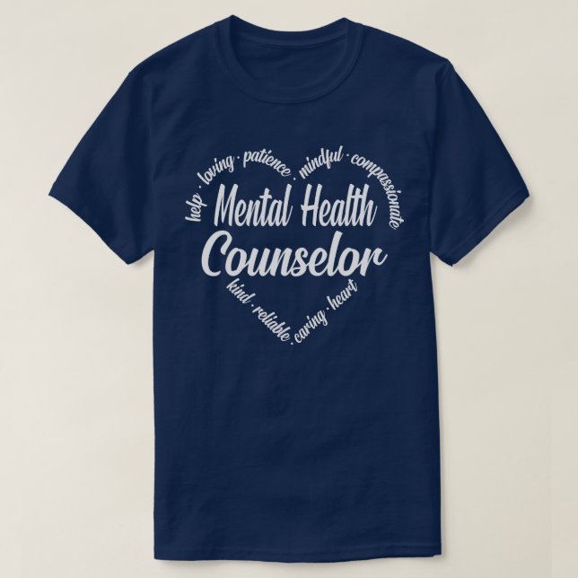 Mental Health Counsellor Heart Word Cloud  T-Shirt (Design Front)