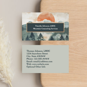 Mental Health Counsellor Painterly Mountain Sun Business Card