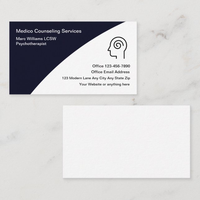 Mental Health Counsellor Psychotherapist Business Card (Front/Back)