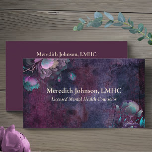 Mental Health Counsellor Purple Peonies   Nature Business Card