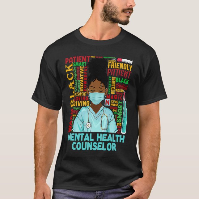 Mental Health Counselor African Women Black Histor T-Shirt (Front)