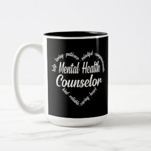Mental Health Counselor Heart Word Cloud Two-Tone Coffee Mug