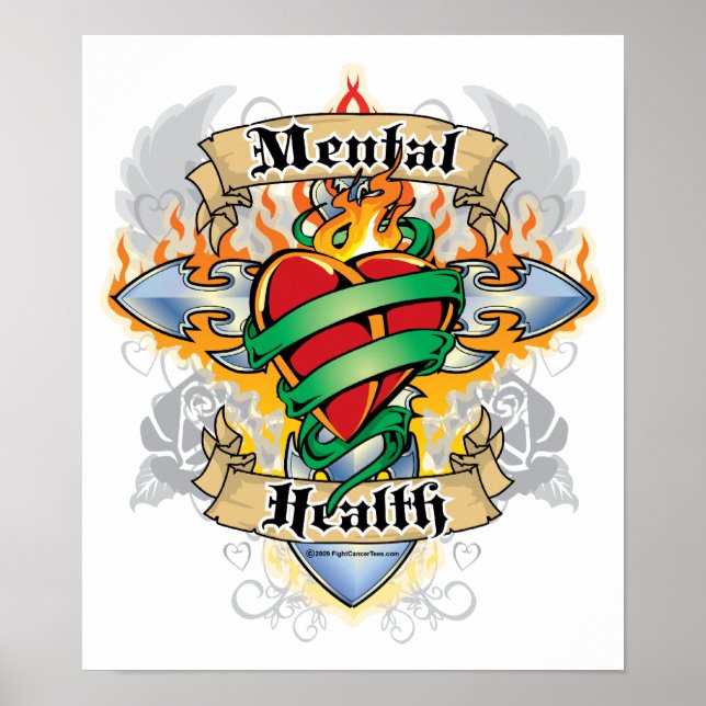 Mental Health Cross & Heart Poster (Front)