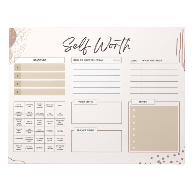 Mental Health Daily Gratitude 8.5x11 Notepad Brown (Front)