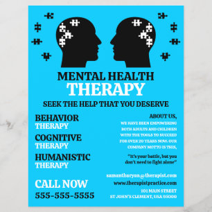 Mental Health Design, Psychotherapist, Therapy Flyer
