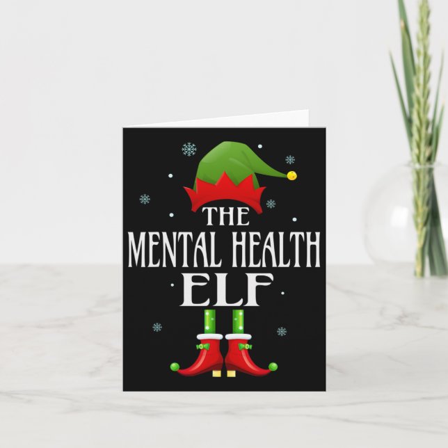Mental Health Elf Xmas Fun Family Matching Christm Card (Front)