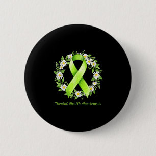 Mental health end the stigma awareness daisy 6 cm round badge
