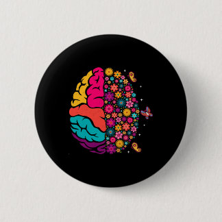 Mental Health Floral Brain Depression Awareness Co 6 Cm Round Badge
