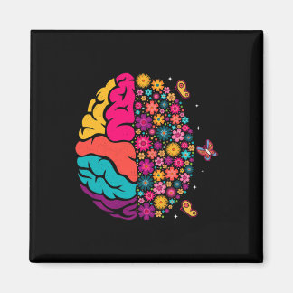 Mental Health Floral Brain Depression Awareness Co Magnet