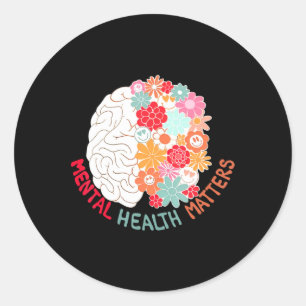 Mental Health Flower Brain Suicide Awareness And P Classic Round Sticker