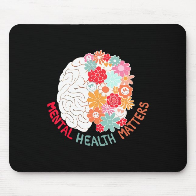 Mental Health Flower Brain Suicide Awareness And P Mouse Mat (Front)
