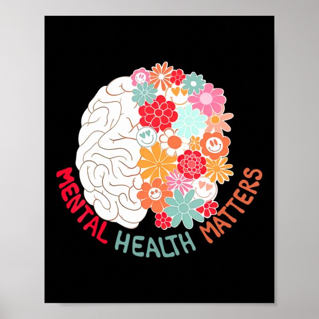 Mental Health Flower Brain Suicide Awareness And P Poster (Front)