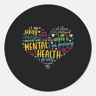 Mental Health Funny Retro Mental Health S Awarenes Classic Round Sticker