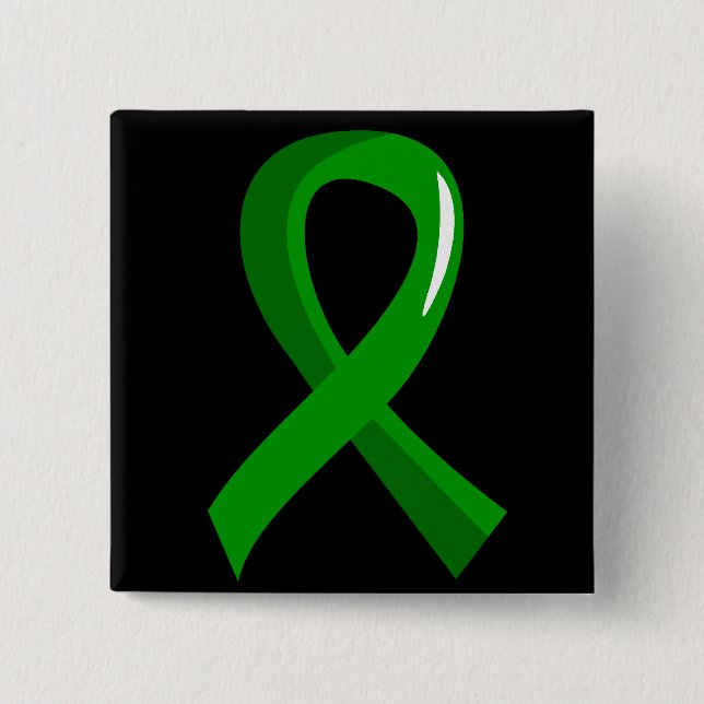 Mental Health Green Ribbon 3 15 Cm Square Badge (Front)