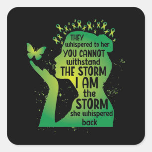 Mental Health Green Ribbon Butterfly Square Sticker