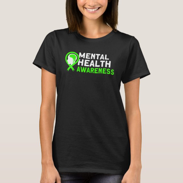 Mental Health Green Ribbon Mental Health Awareness T-Shirt (Front)