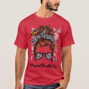 Mental Health Happy Last Day School Butterfly Flor T-Shirt