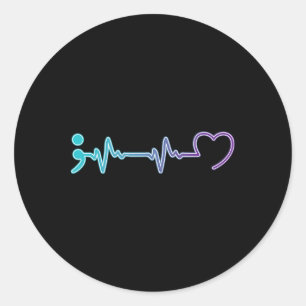 Mental Health Illness Heartbeat Suicide Prevention Classic Round Sticker