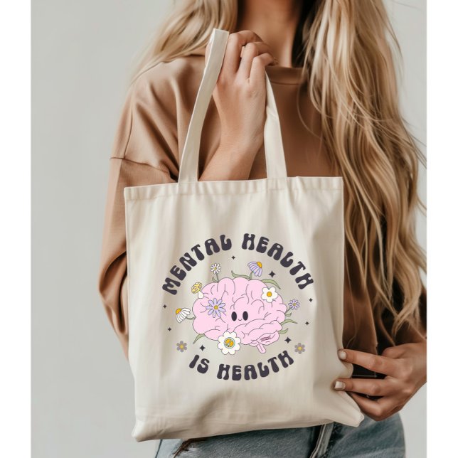 Mental Health is Health Retro Tote Bag (Creator Uploaded)