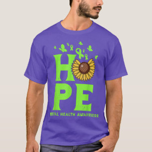 Mental Health Lime Green Hope Vintage Sunflower Aw T-Shirt