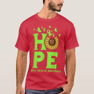 Mental Health Lime Green Hope Vintage Sunflower Aw T-Shirt