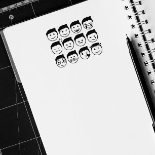 Mental Health, Man Mood Emojis, Journal  Rubber Stamp