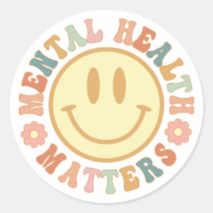 Mental Health Matters, Anxiety, Cute Mental Health Classic Round Sticker