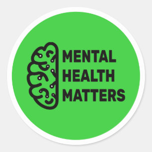 Mental Health Matters Awareness Brain Classic Round Sticker