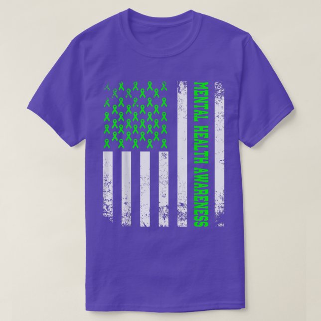 Mental Health Matters Awareness Month American Fla T-Shirt (Design Front)