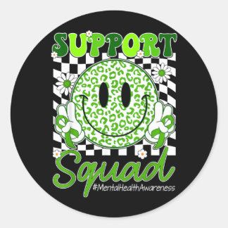 Mental Health Matters Awareness Support Team Green Classic Round Sticker